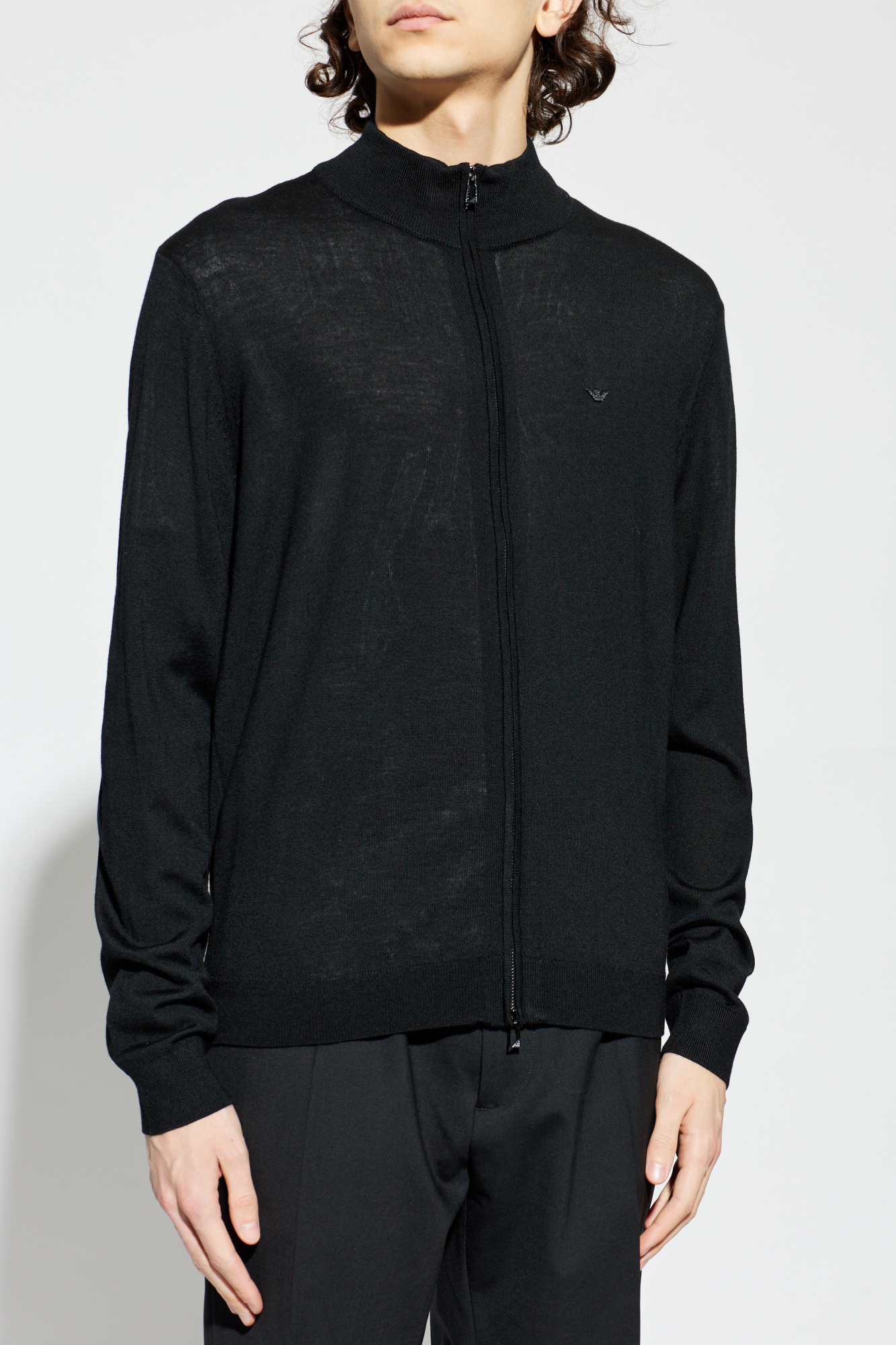 Emporio Armani Wool cardigan with stand-up collar | Men's | Vitkac